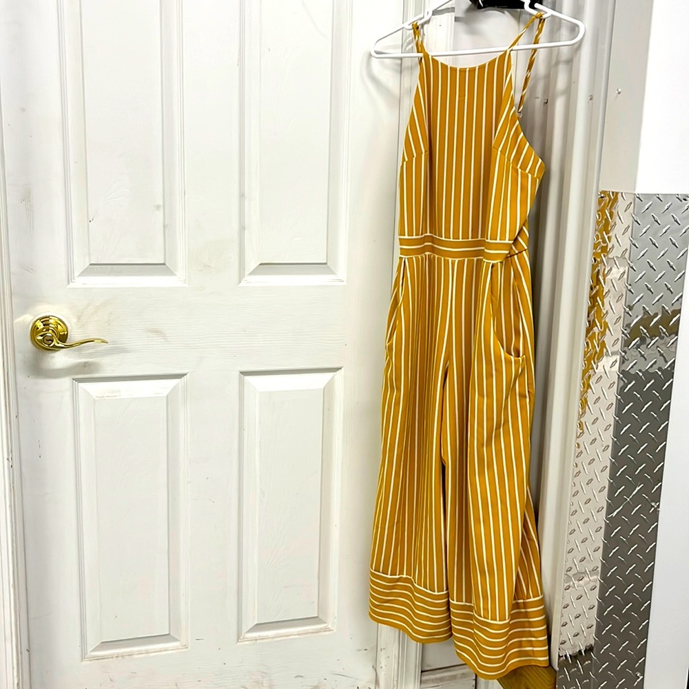 Striped Yellow Romper with Wide